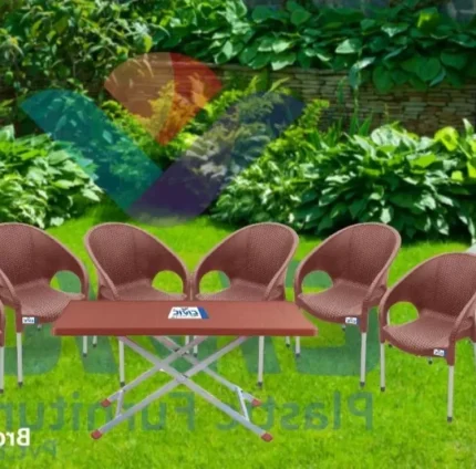 storesailkot Plastic Chairs 6 and 1 Table set ( 6 Chairs+1 Table )
