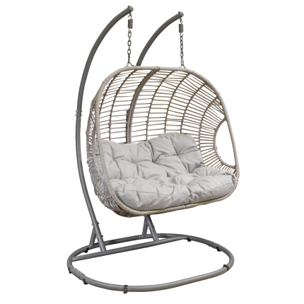 Dellonda Egg Hanging Swing Chair Wicker Rattan Basket Steel Frame Double DG61