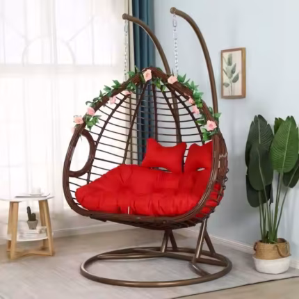 New Fashion Design High Quality Modern Garden Furniture Outdoor Single Colour Cushion Patio Rattan Hanging Swing Egg Pod Chair