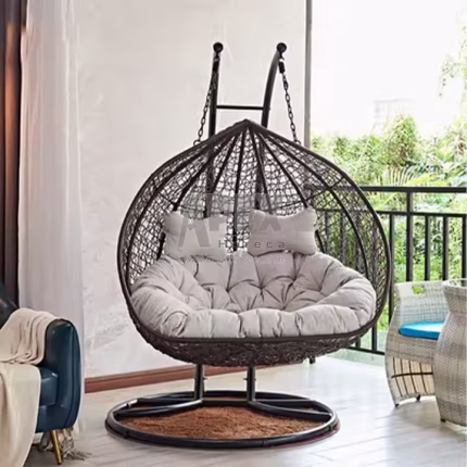 New Sell Outdoor Patio Hanging Rattan Baby Swing Chair Double Seat Cheap Egg Swing Egg Chair With Stand