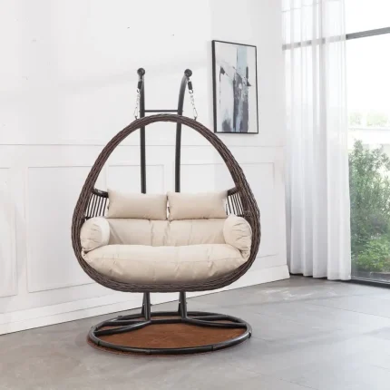Swings Chair Double Hanging Rattan Solid Swing Chair Patio Egg Chair