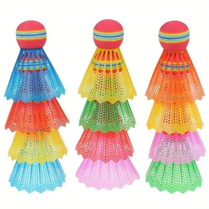 5-Pack Mixed Color Badminton Shuttlecocks, Durable PA Nylon, Lightweight & Easy-to-Track, Ideal for Outdoor & Indoor Sports, Complete Badminton Set