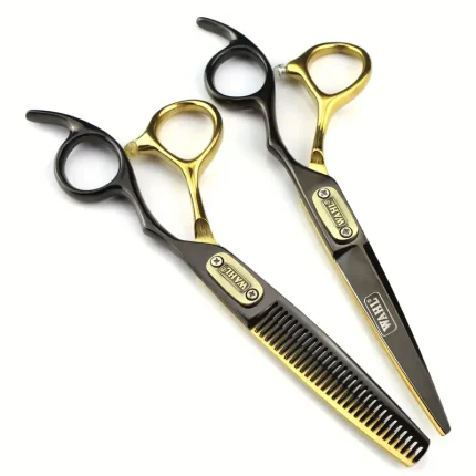 New 6-Inch Black And Golden/Silvery Professional Hair Cutting Scissors, 1pc of High-End Salon Scissors, Cutting Scissors And Thinning Scissors.