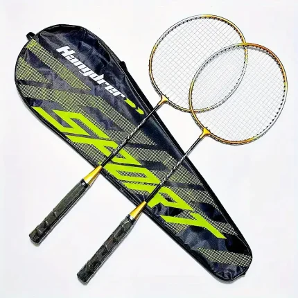 2-Pack Lightweight Badminton Rackets Set, Iron Material, Ideal for Outdoor Practice & Recreational Play, Beginner Training Rackets