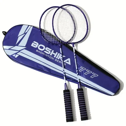 New 2pcs BOSHKA Professional Badminton Rackets, Iron Alloy, Large Sweet Spot - Ideal for Advanced Training & Outdoor Sports, Includes Carrying Case, Perfect Christmas & New Year Gift, Badminton Training|Aerodynamic Frame|Graphite Handle Grip, Best for Christmas