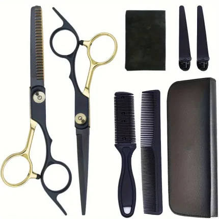 New Professional Hairdressing Scissors Set, Black Golden, Thinning Shears, Relaxed Texture Hair, Right-Handed, Fragrance-Free, Normal Hair Type, Salon Quality Hairdressing Tools Kit