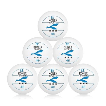 KONEX 40+ Plastic Table Tennis Balls Pack of 6 | High Performance 3-Star ABS TT Balls for Professional Matches and Training | Ideal for Adults & Kids (White)