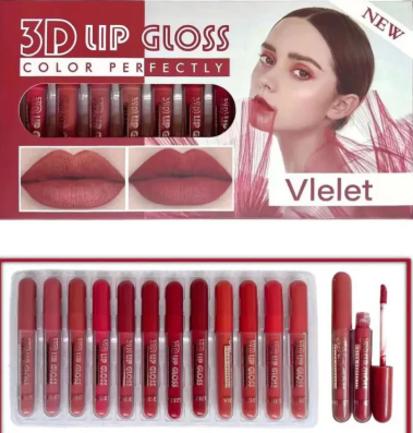 Pack of 6 & 12 Lipgloss Matte Nude Redish Shades Lipglosses Lipsticks