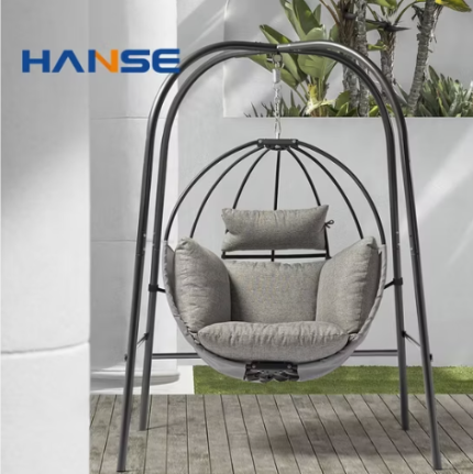 White Leather Shaped Chairs Swing for Indoor Outdoor Standing Swings Kids Adults in The Garden Patio Wicker Chair Metal