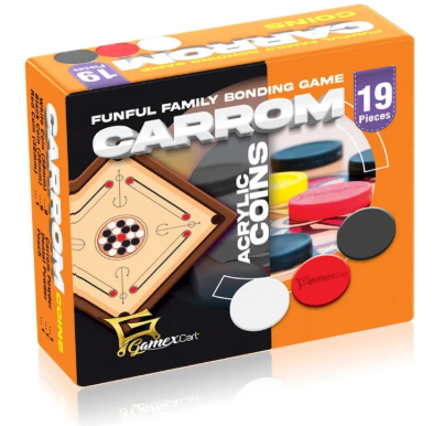 Gamex Cart Acrylic Carrom Coins 19 Pieces - 4mm