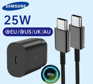 Samsung 25W with original cable Usb Type C Fast Charger Pd Wall Power Adapter Samsung 25W Fast Charger with Type C to Type C Cable Pd Charger For all Mobile Phone