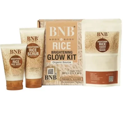 BnB Rice facial kit 3 in 1 brightening Glow kit scrub face wash + mask