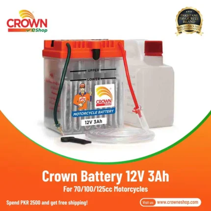 Crown Battery 12V 3Ah for 70/100/125cc Motorcycles