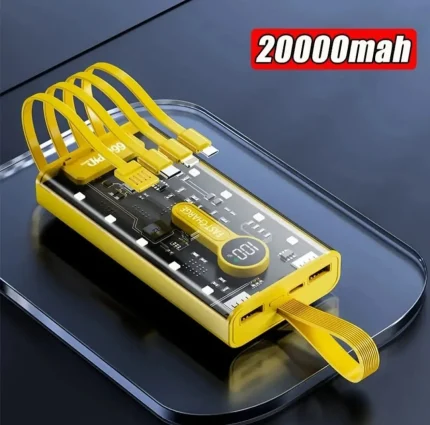 66W Power Bank -20000MAH- Transparent Power Bank 20000 MAH - Portable Fast Charging - Super Fast Charger For iPhone - Samsung Xiomi and for all Devices - Super Fast Charging Transparent 66W Power Bank- 20000 MAH Portable Mini Power Bank- LED Display.