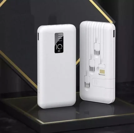 J CELL 10000 MAH Super Fast Power Bank 1000 MAH - Best Charging Power Bank With Mini Body But Big Capacity - High Performance Power Bank -1 to 4 Phone J-102- With 4 Cable Type B Type C 4 in 1 Fast Charging Best Quality Power Bank With Multi Cables