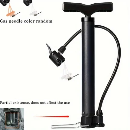 1pc Portable High-Pressure Bicycle Pump with Dual Valves – Durable Iron Frame, Manual Operation, Up to 160 PSI, Includes 3-in-1 Inflation Needle, Ideal for Bike Tires, Sports Balls & Balloons, Bike Pump