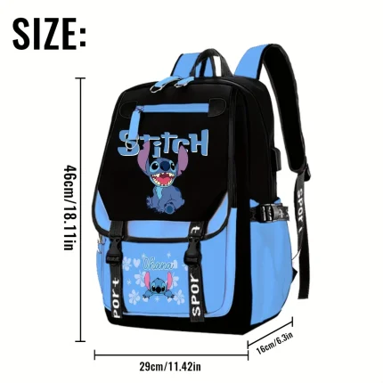 Disney Stitch Polyester Laptop Backpack, Large Capacity Thickened Travel Casual Bag, Durable Computer School Bag, Suitable For Christmas, Birthday, Halloween Gifts