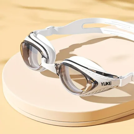 1 Pair of Professional HD Anti-Fog Waterproof Swimming Goggles for Men & Women - Comfortable, Replaceable Nose Bridge, White Frame with Clear Vision - Ideal for Swimming