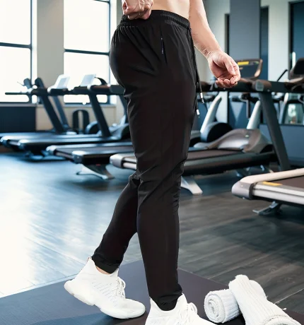 Men'S Spring And Summer Casual Sports Breathable Pants, Lightweight And Breathable Elastic Fabric Quick Drying Pants, With Drawstring And Zipper Pockets, Printing, Suitable For Daily And Fitness Wear, Outdoor Hiking, Running And Cycling