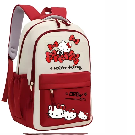 Sanrio HelloKitty Backpack, Cartoon Cute Large Capacity Backpack, Lightweight Outdoor Travel Backpack New Year Gift, Christmas Gift, Gift For Girlfriend, Red Backpack With Multiple Compartments, Adjustable Shoulder Straps, Suitable For Sanrio Fans