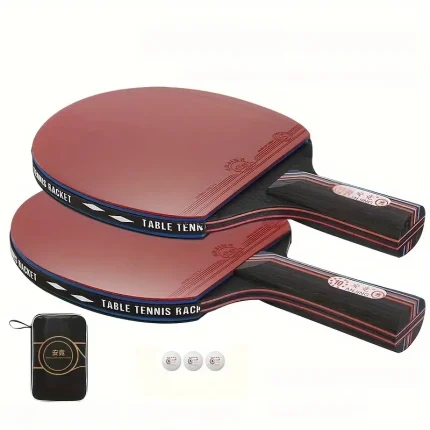 10-Star Table Tennis Racket Set Professional Competition Adult Racket Genuine Double Single Racket One Long Handle Horizontal Racket Short Handle Straight Racket Three Ball Set