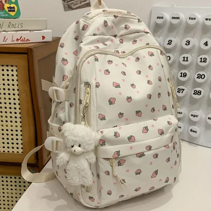 [Fashion Backpack] Sturdy Multi-Compartment Ladies Backpack | Fashion Printed Rose Design, Thick,