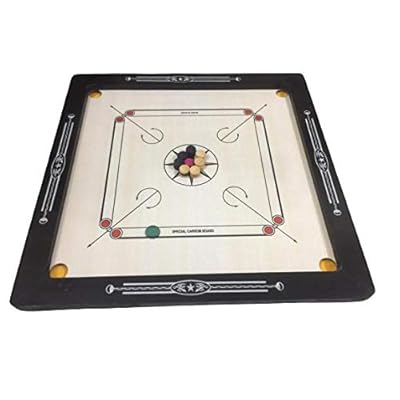 Special Edition Carrom Board Game Black Coins Striker Carrom Book 48 X 48 INC Large International Carrom Board with Black Border, 6mm Ply Waterproof Carrom Board Coins and Striker