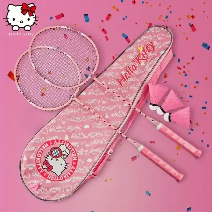 [Cute Kitty Racket] Sanrio Kitty Cat Feather Ball Racket | Pink Cute Ball Racket for Girls, Adult, Student, Practice