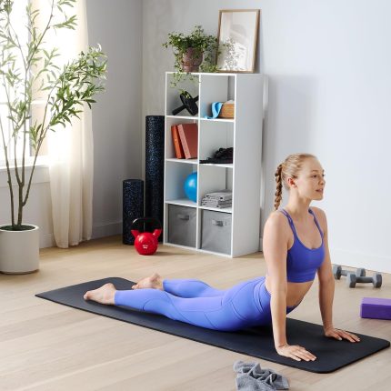 Basics 1/2 Inch Extra Thick Exercise Yoga Mat with Carrying Strap, Cushioned Support, for Fitness and Gym Workouts