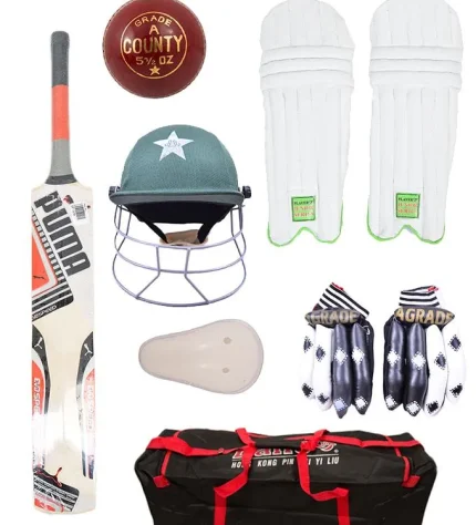 Cricket kit 7pcs set bat ball pad leg Guard Glove Bat Mens senior