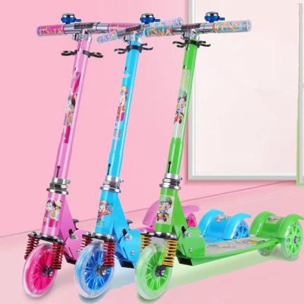Kids Scooty 3 Black Wheel - Flashing Wheel with Adjustable Height For 2-8 Years Kids