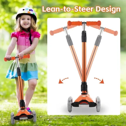 Colorful 3-Wheel Scooter with Adjustable Height & Bright LED Wheels for Kids