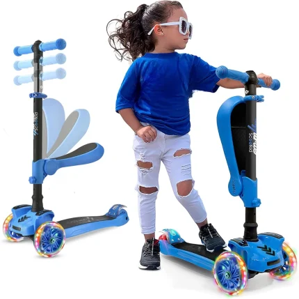 3-Wheeled Scooter for Kids - Wheel LED Lights, Adjustable Lean-to-Steer Handl...