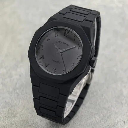 Men's Minimalist Quartz Watch with Black Arabic Dial & Polygonal Design - Durable Silicone Strap, Battery-Powered, Comfort Fit for Casual & Formal Wear