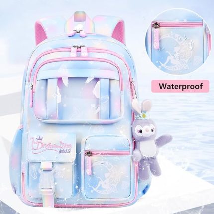 School Backpack for Girls, Children's Primary School Bags, Lightweight Backpacks, Children's School Bag, Book Bag, Large Capacity School Bag, Cute Children's Backpack for 5-12 Years, Blue, S, School