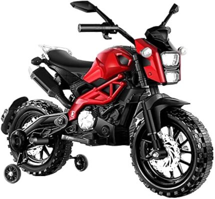 Kids Electric Bike DLS 01, Ride on Baby Bike with Led Lights USB Battery Operated Bike for Kids to Drive 2 to 8 Years Boys (Red)