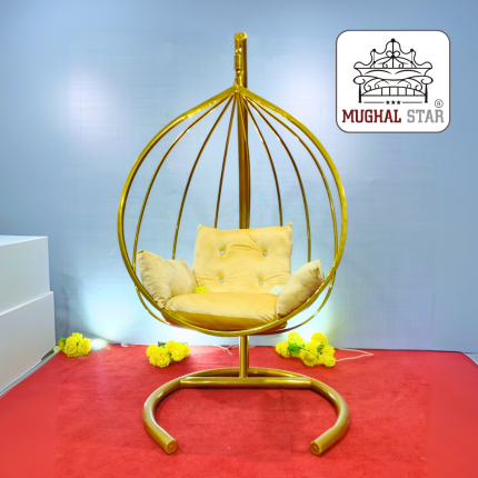 Royal Swing chair jhola , Iron metal frame , Velvet Cushion ideal for luxurious indoor or outdoor relaxation. High-quality design for ultimate comfort and style