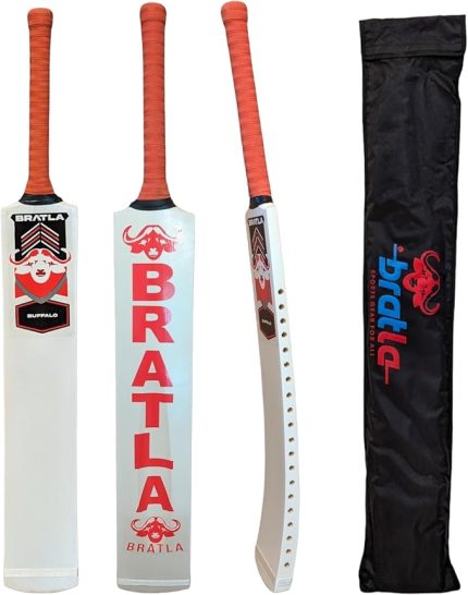 Bratla Cricket Bat for Tape Tennis Soft Ball - Lightweight Curved Profile | Powerful Strokes for Enhanced Performance | Adult Size, Lightweight Design