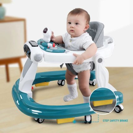 Multifunctional Robot Baby Walker 2 in1 Twist Baby Walker Round Kids Walker for Babies Cycle with Adjustable Height and Musical Toy Bar Rattles and Toys, Activity Walker for Kids Wheel 6-24 Months (Blue)