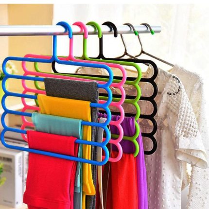 Techmanistan Random Color - 5 Layers Plastic Hanger, Wardrobe Space Saving, Multifunctional Hanger