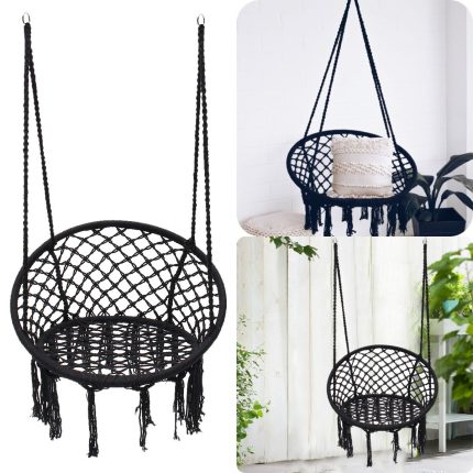 Aissimio Outdoor hammock chair Indoor Livingroom hanging Macrame Chairs swing hammock rattan chair Home deco/boho style/Patio cushion/Yard/swinging chair for bedroom/hanging chairs for bedrooms