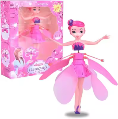 Flying Fairy Dolls for Girls Flying Doll Girls Gift Flying Toys for Kids Magic Baby Doll Rechargeable Flying Fairy Princess Frozen Barbie Doll With Led Light Infrared Induction Control Rc Helicopter Flying Robot Toys For Girls And Boys Cute Birthday Gift