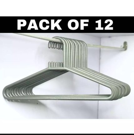Hangers – Plastic Hanger - Hangers for Clothes - Good Quality Pack of 12 Large Grey Plastic Hangers