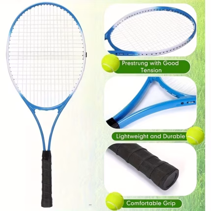 1 Pack Adult Tennis Rackets - Pre-Strung 66.04 cm Lightweight Carbon Fiber Racquets with Overgrips, // Options, Bulk Pack for Recreational & Training, Durable & Easy to Use