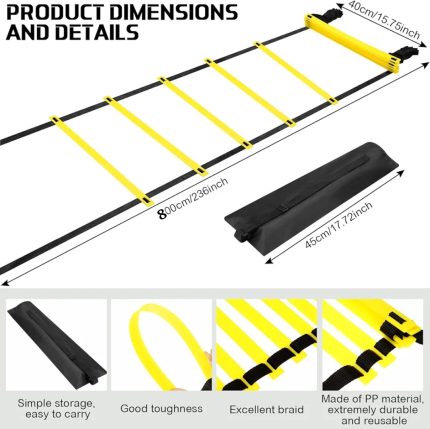 800 Cm Agility Training Ladder - Improve Speed, Coordination, Develop Foot Strength, Better Footwork, Perfect Fitness Training Equipment for Basketball Soccer Baseball, Team Sports Practice,Ladder for Track and Field Sports Training