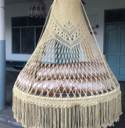 40Lx40Wx72H-Inch Off-White Macrame Swing Chair”