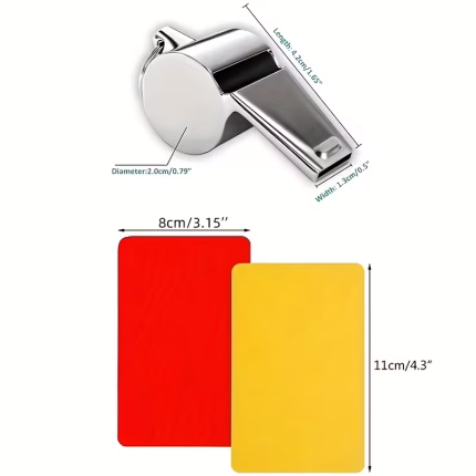 3pcs PVC Red and Yellow Whistle Set for Soccer Referees and Coaches - Metal Whistle with Lanyard, Official Sports Game Equipment, No Charging Required, Includes One Red Card, One Yellow Card, and One Whistle