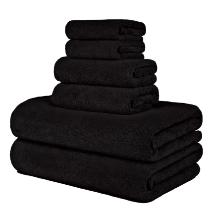6pcs super soft microfiber bath towel set, 2 bath towels 68.58 x 139.7 cm, 2 hand towels 33.02 x 76.2 cm, 2 washcloths 34.8 x 34.8 cm, quick drying, highly absorbent and lightweight bath towel set, multi-purpose for bathing towel set