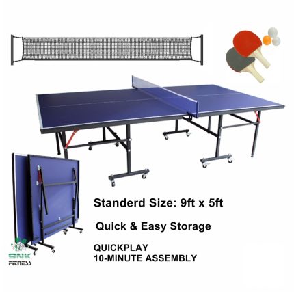 International Standard Foldable Table Tennis Table Standard Size 9'x5' with Locking Wheels, Net, Rackets Set and Balls