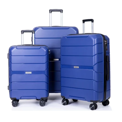 Hardside 3 Pcs Light PP Spinner Suitcase Luggage Set With TSA Lock Silent Wheels